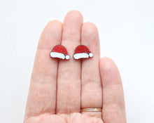 Load image into Gallery viewer, Glitter Santa Hat Acrylic Earrings