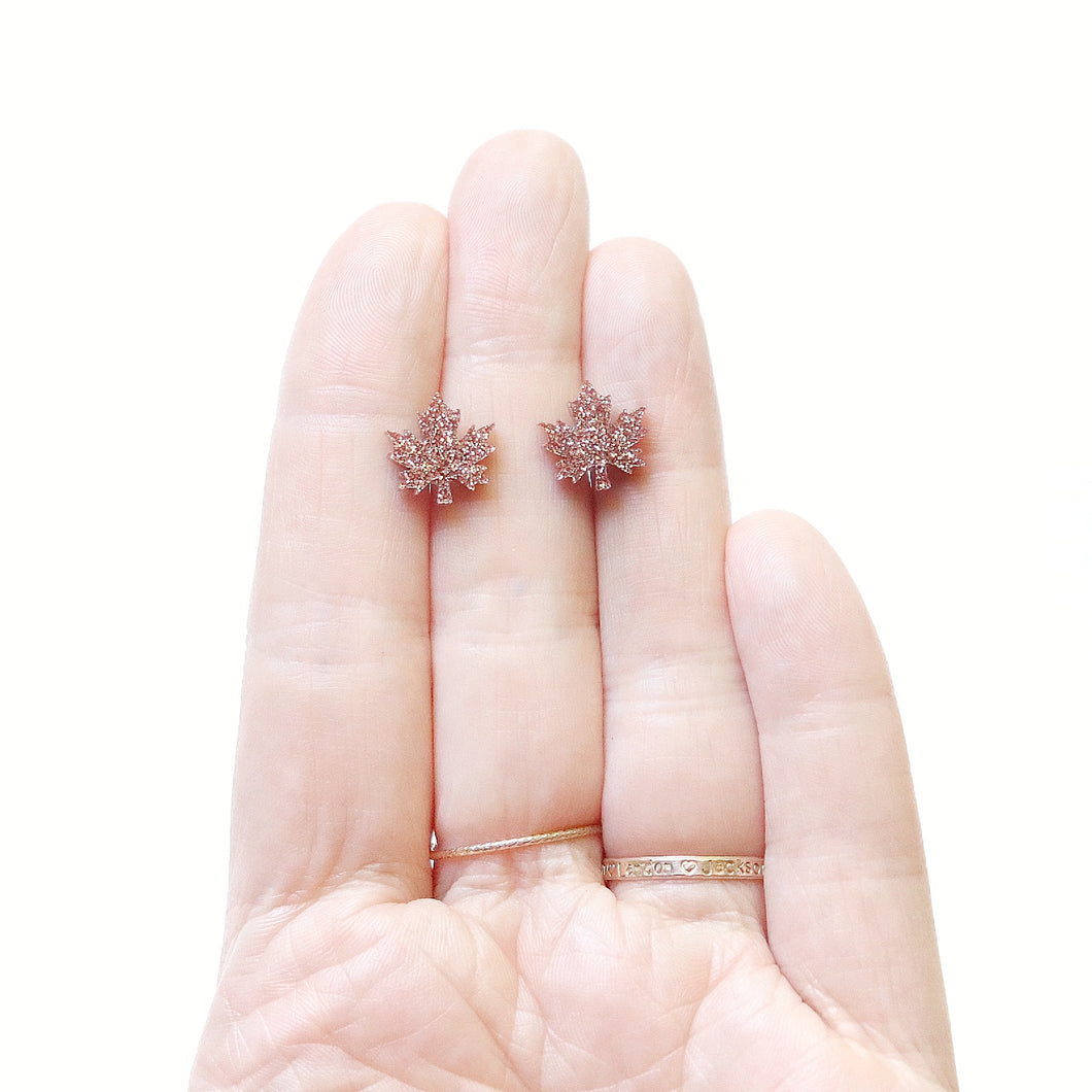 Glitter Maple Leaf Earrings