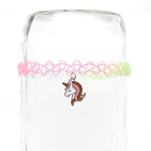 Load image into Gallery viewer, Glitter Unicorn Tattoo Choker
