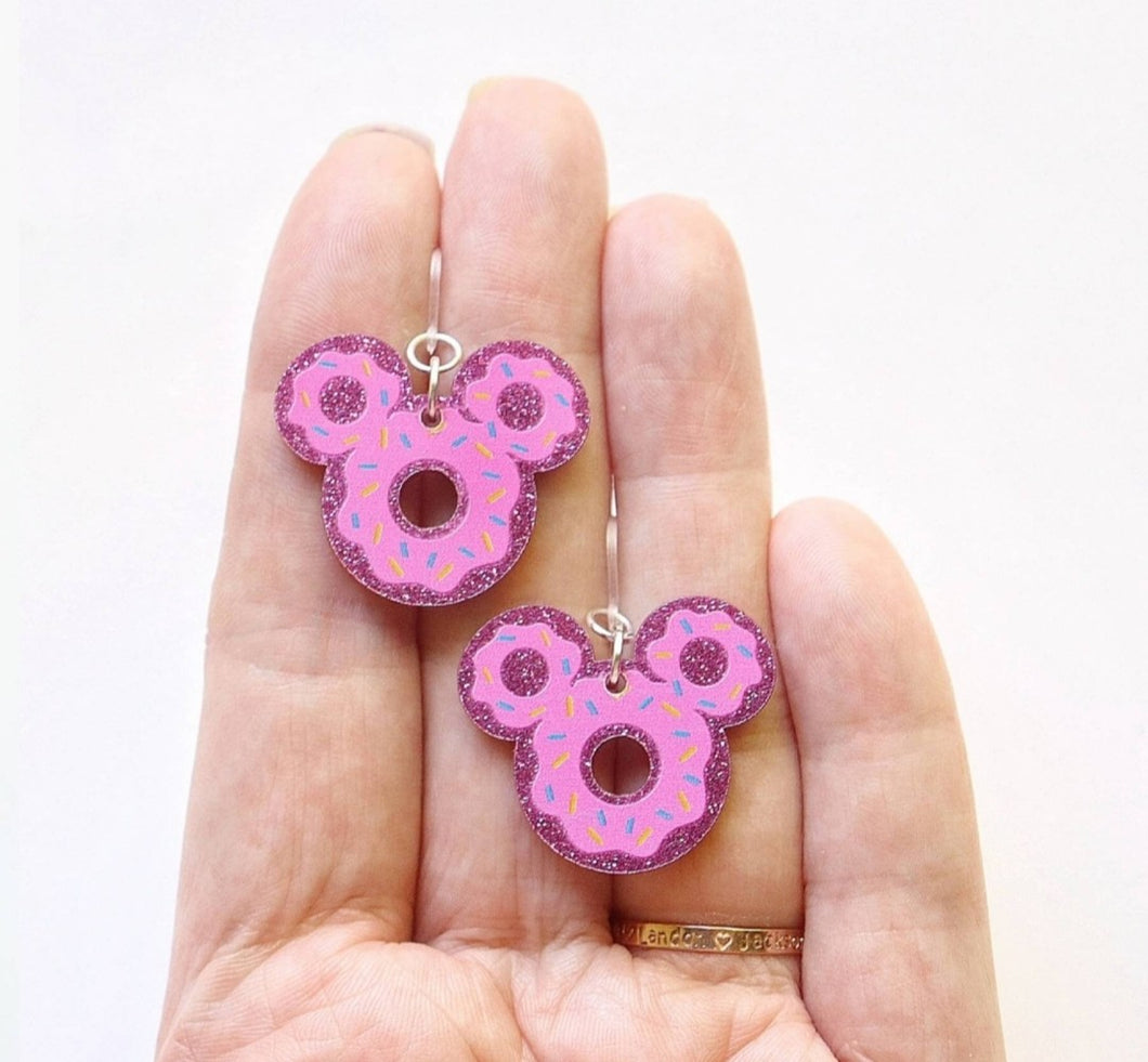 Donut Mouse Head Charm Earrings