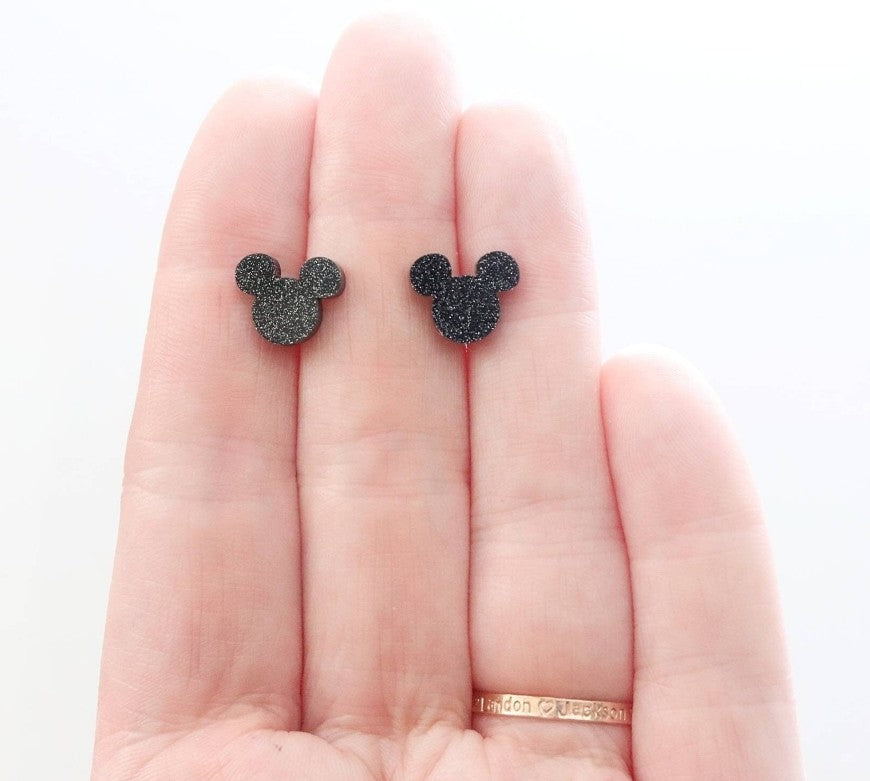 Glitter Mouse Head Earrings