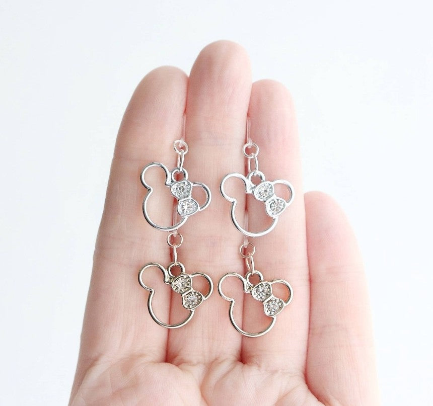 Girl Mouse Head Charm Earrings