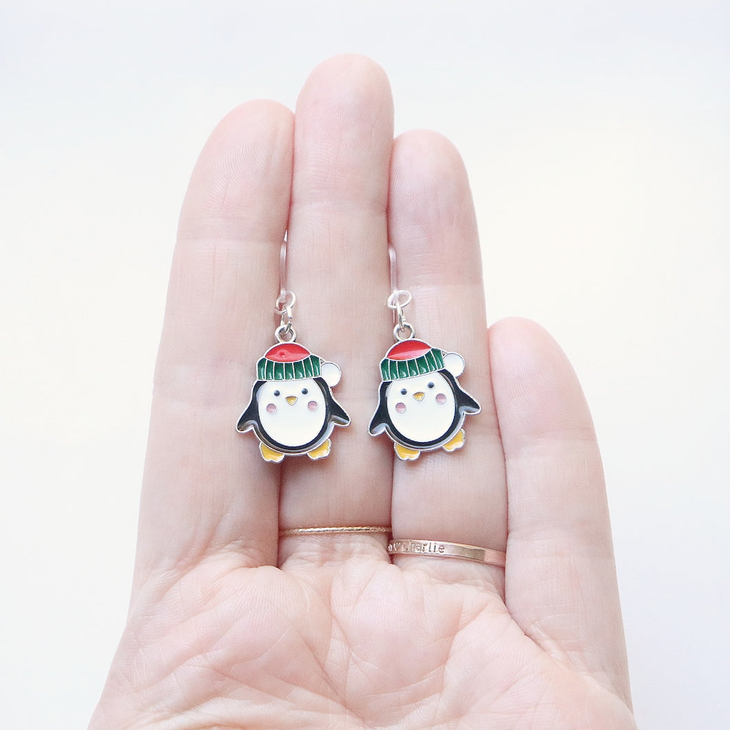 Christmas Penguin Charm Earrings