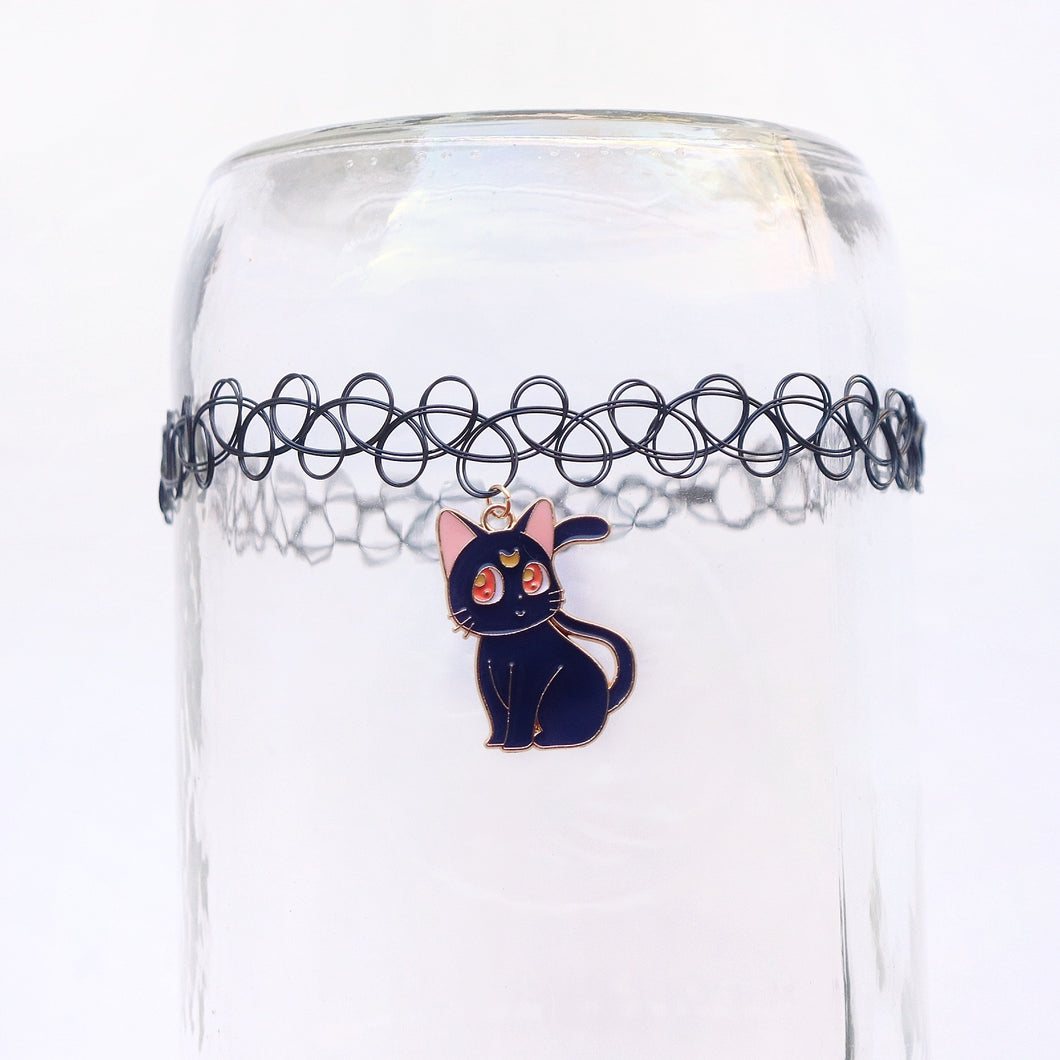 Moon Cat Tattoo Choker