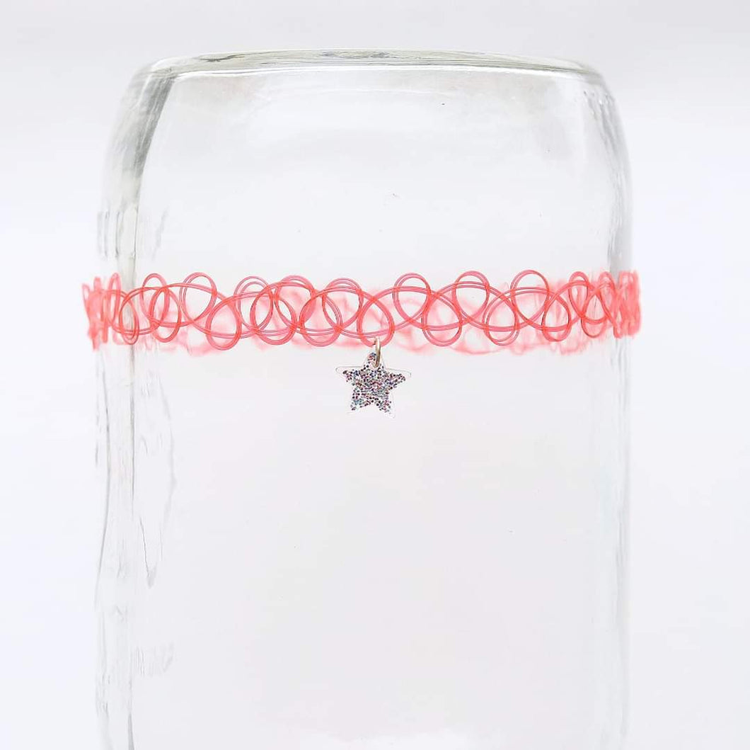 Multi-coloured Glitter Star Tattoo Choker