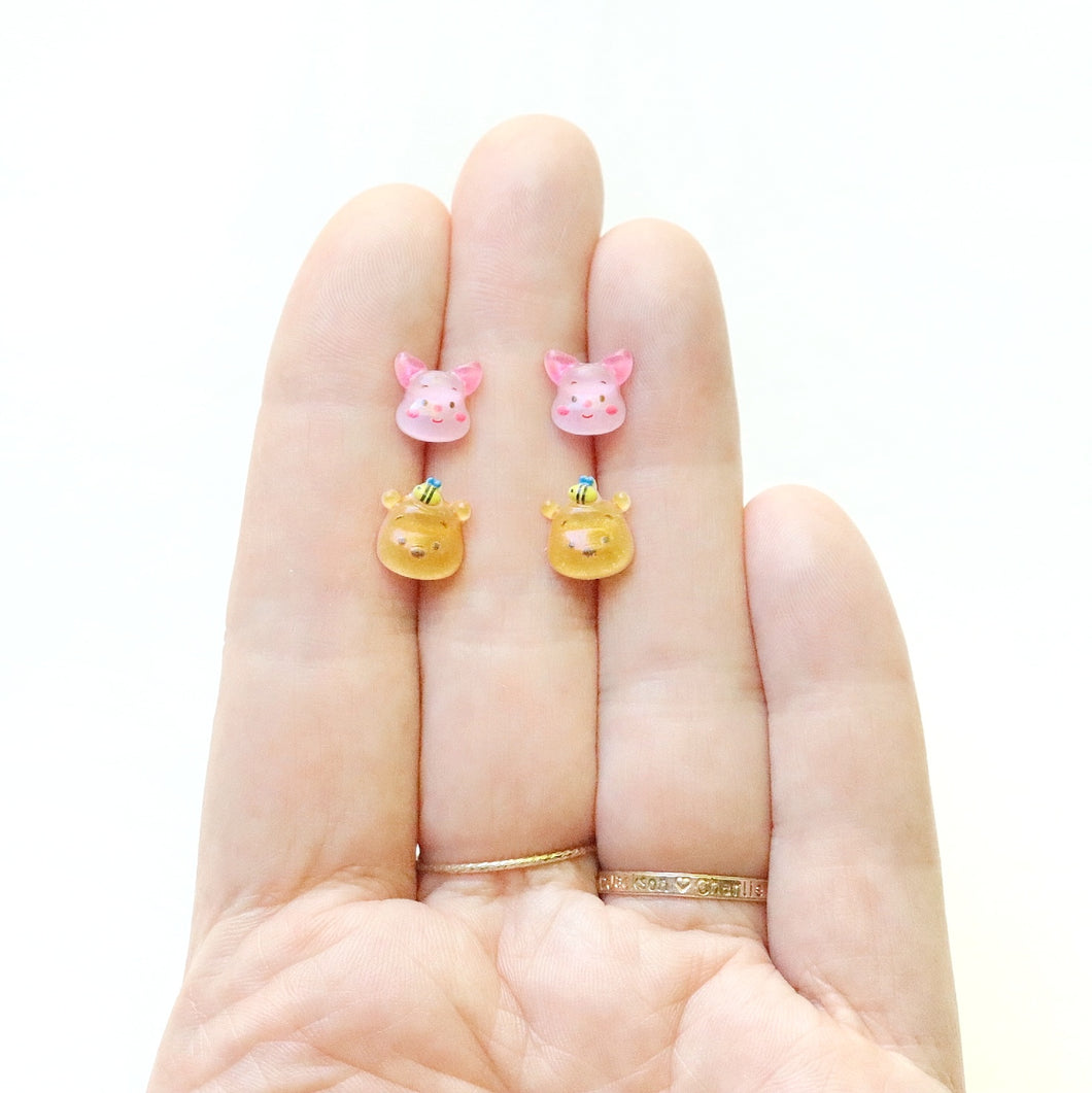 Hunny Bear & Pig Friend Earrings