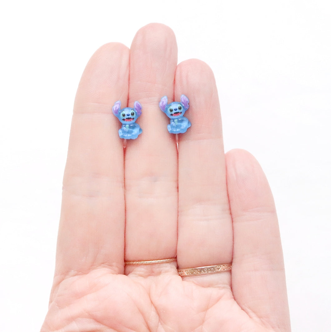 Blue Alien Earrings