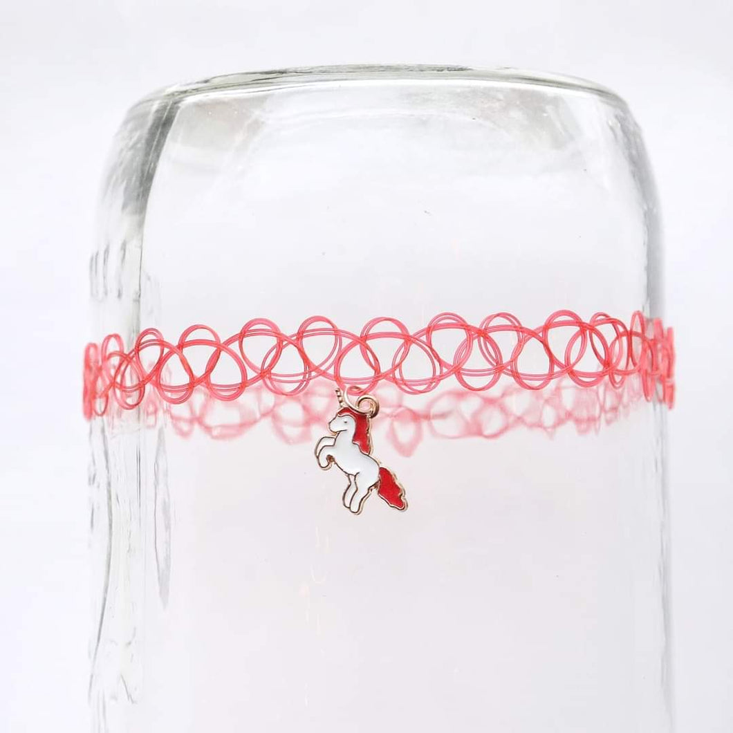 Red Unicorn Tattoo Choker