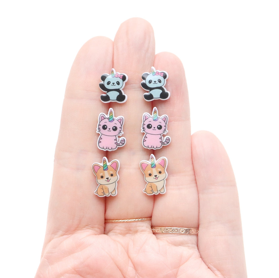 Unicorn Horned Animal Earrings