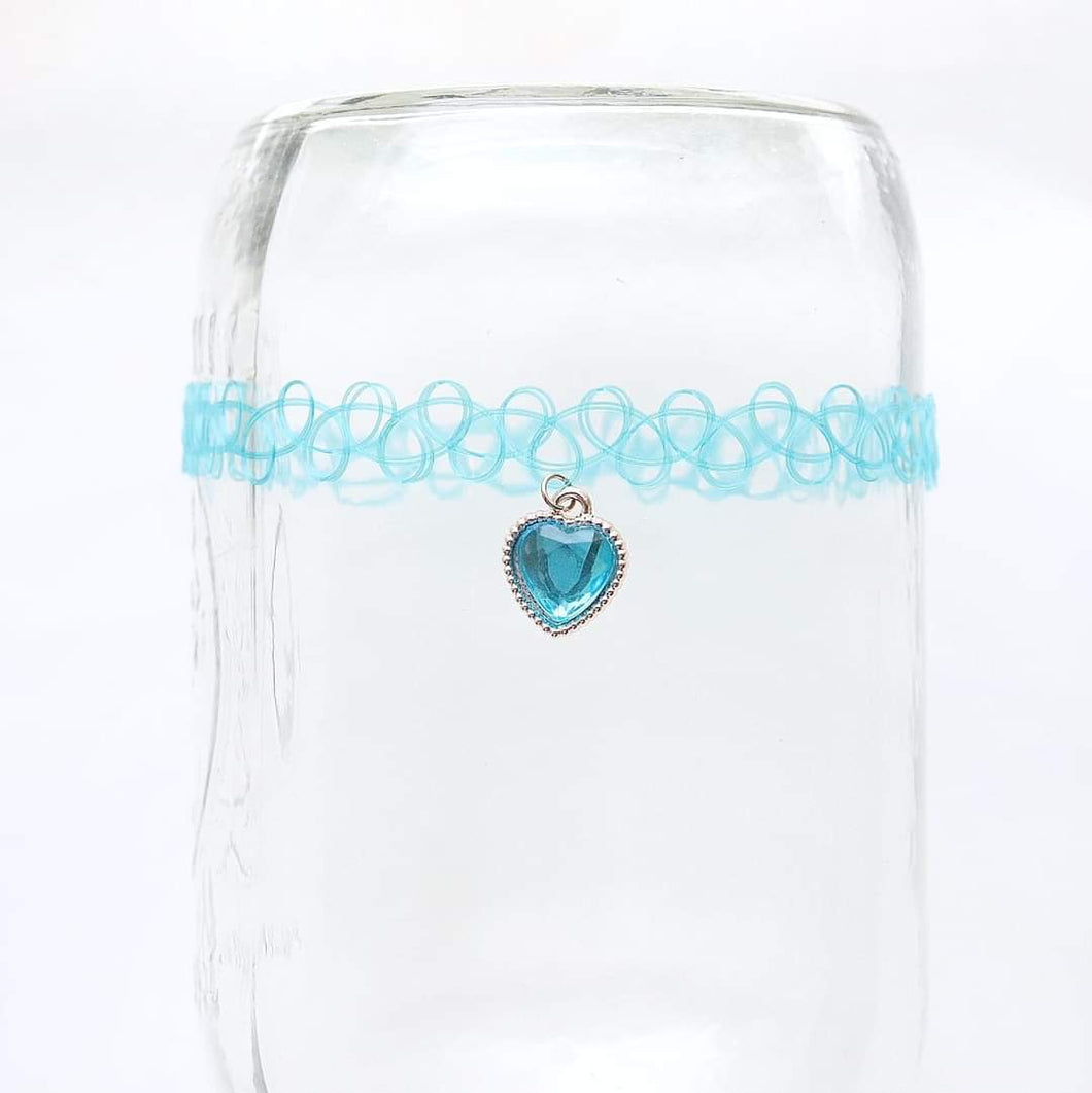 Blue Heart Tattoo Choker