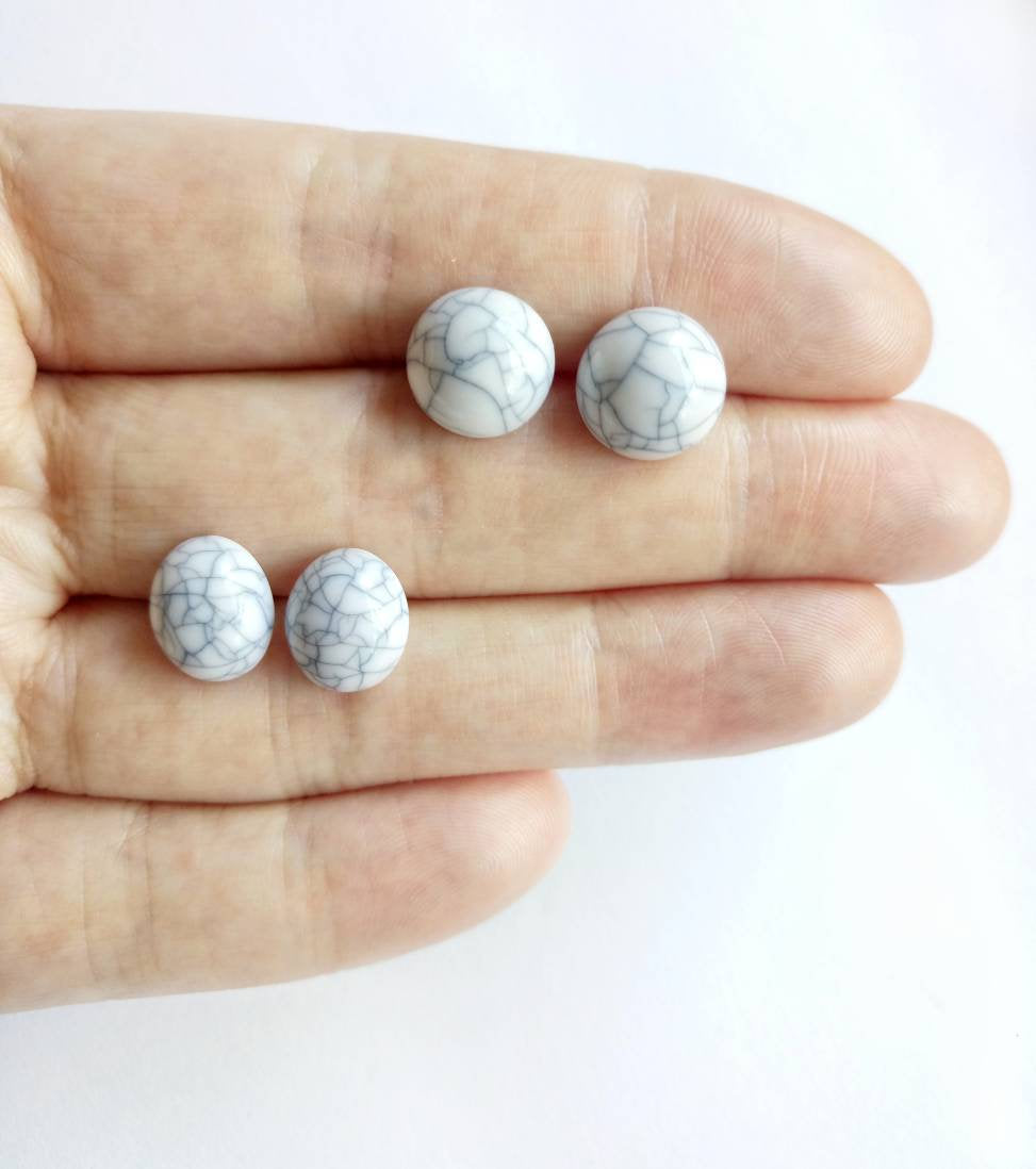 White Marbled Earrings