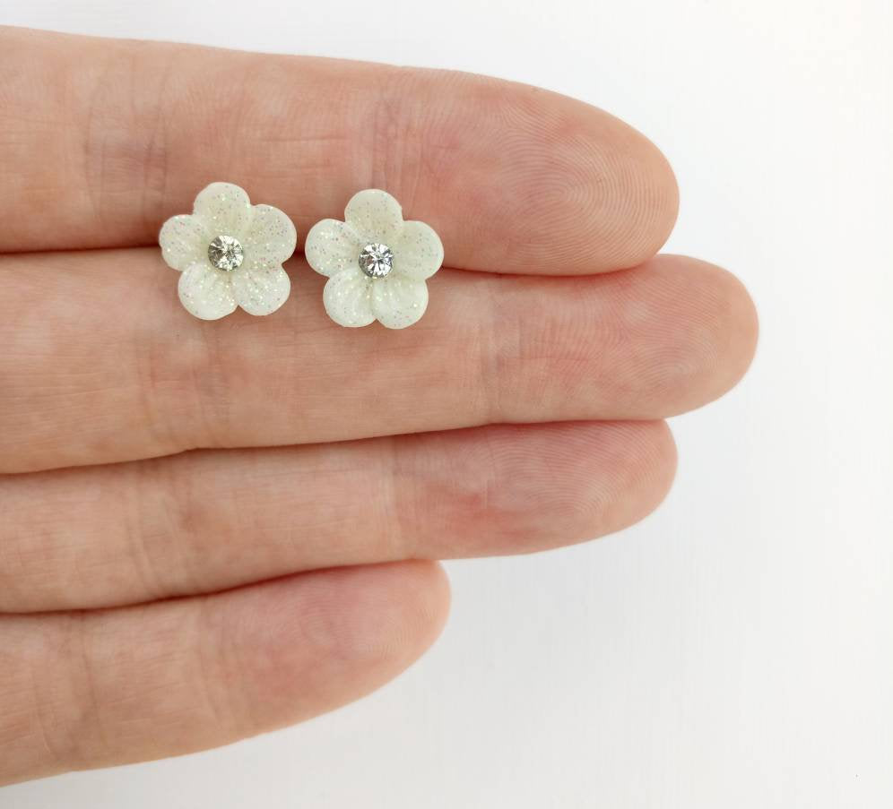 Glitter Flower Earrings