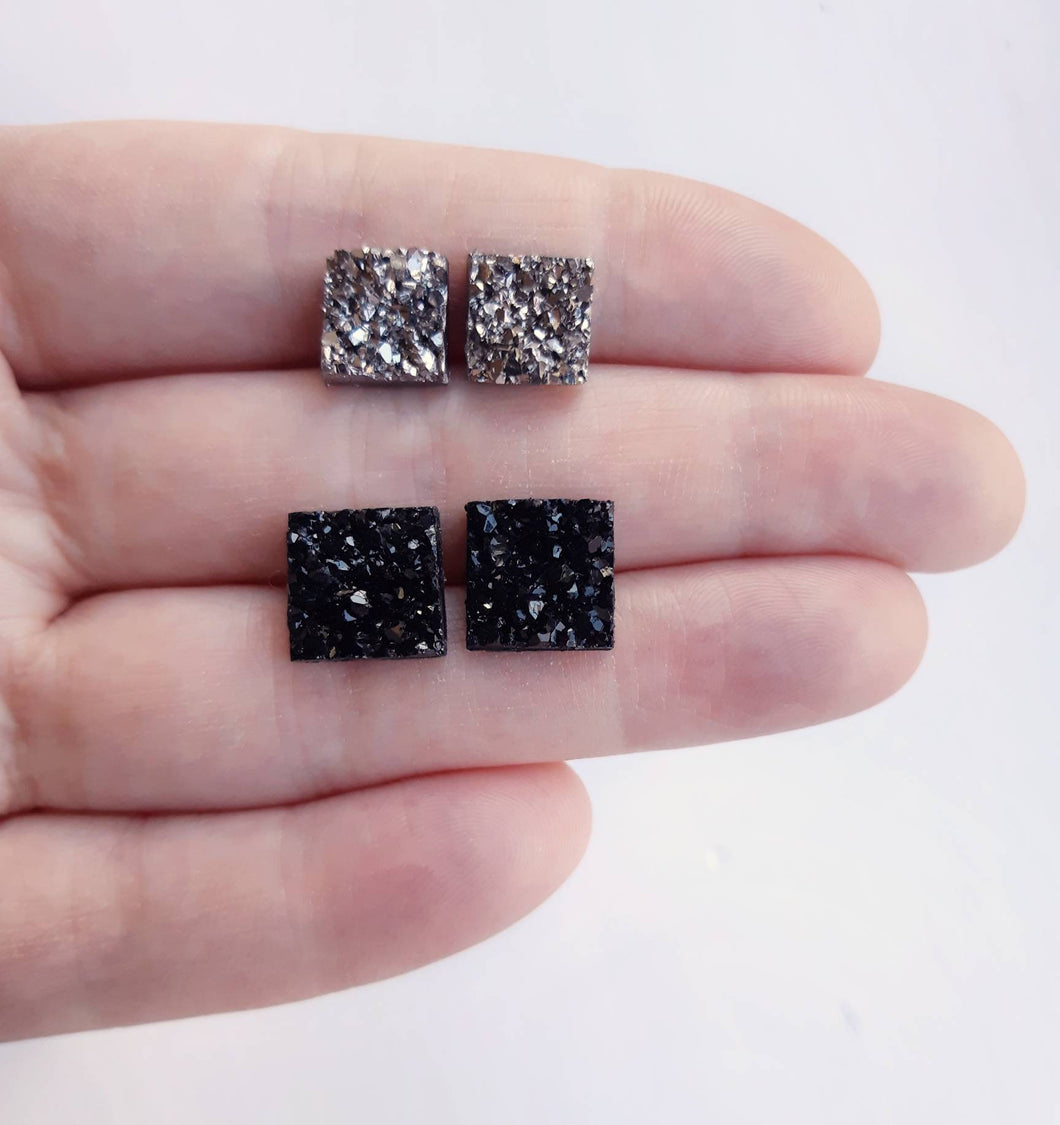 Chunky Square Faux Druzy Earrings