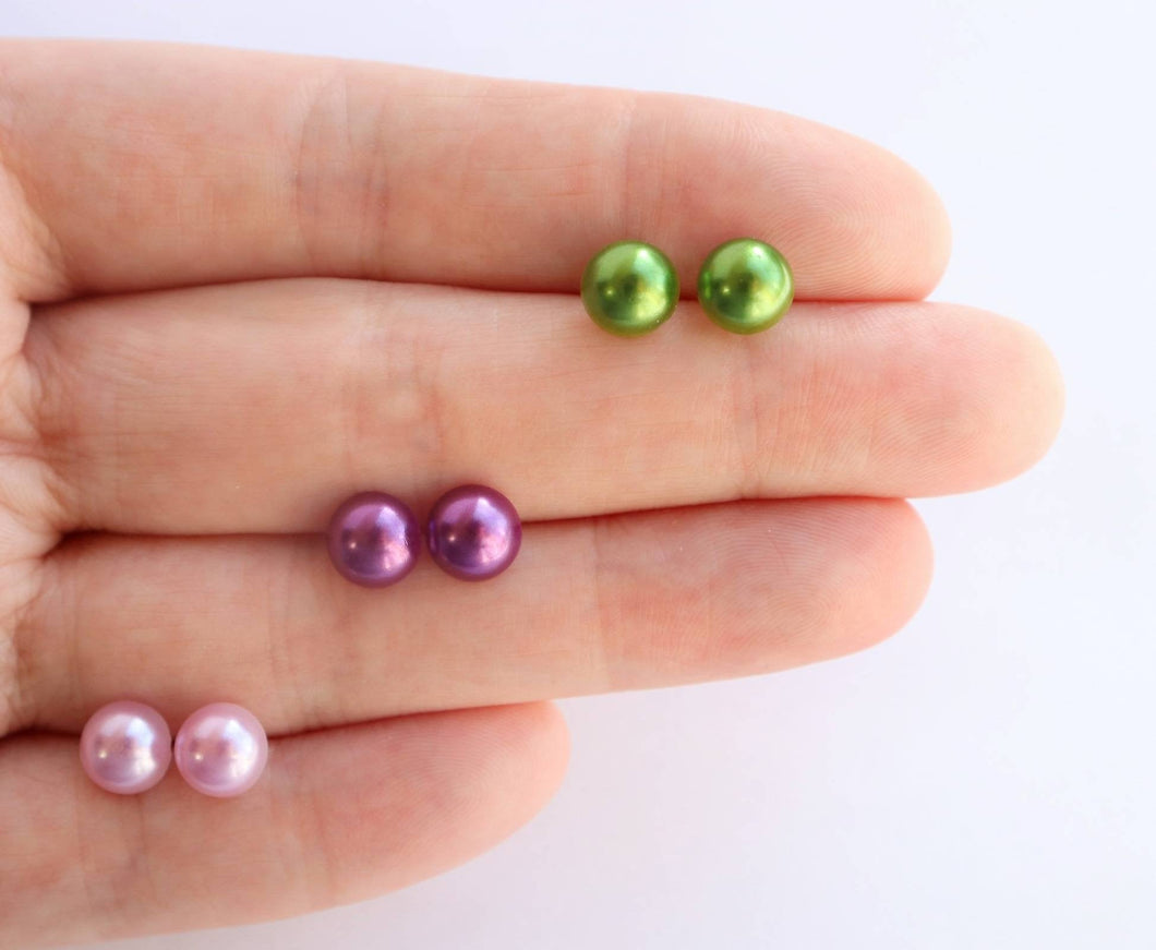 Jewel Tone Pearl Earrings