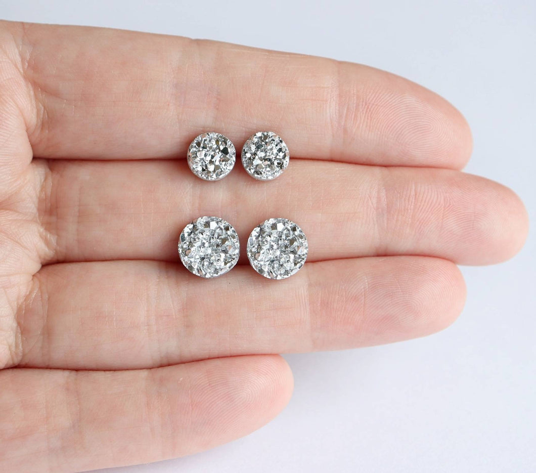 Silver Faux Druzy Earrings