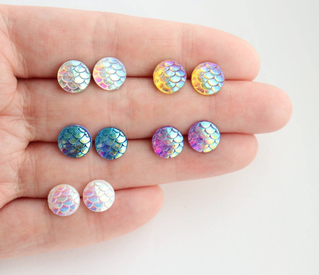 Iridescent Mermaid Scale Earrings