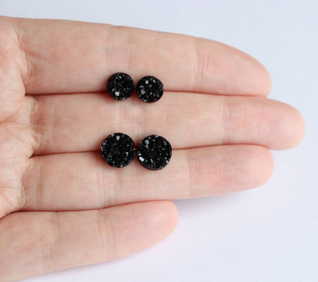 Black Faux Druzy Earrings