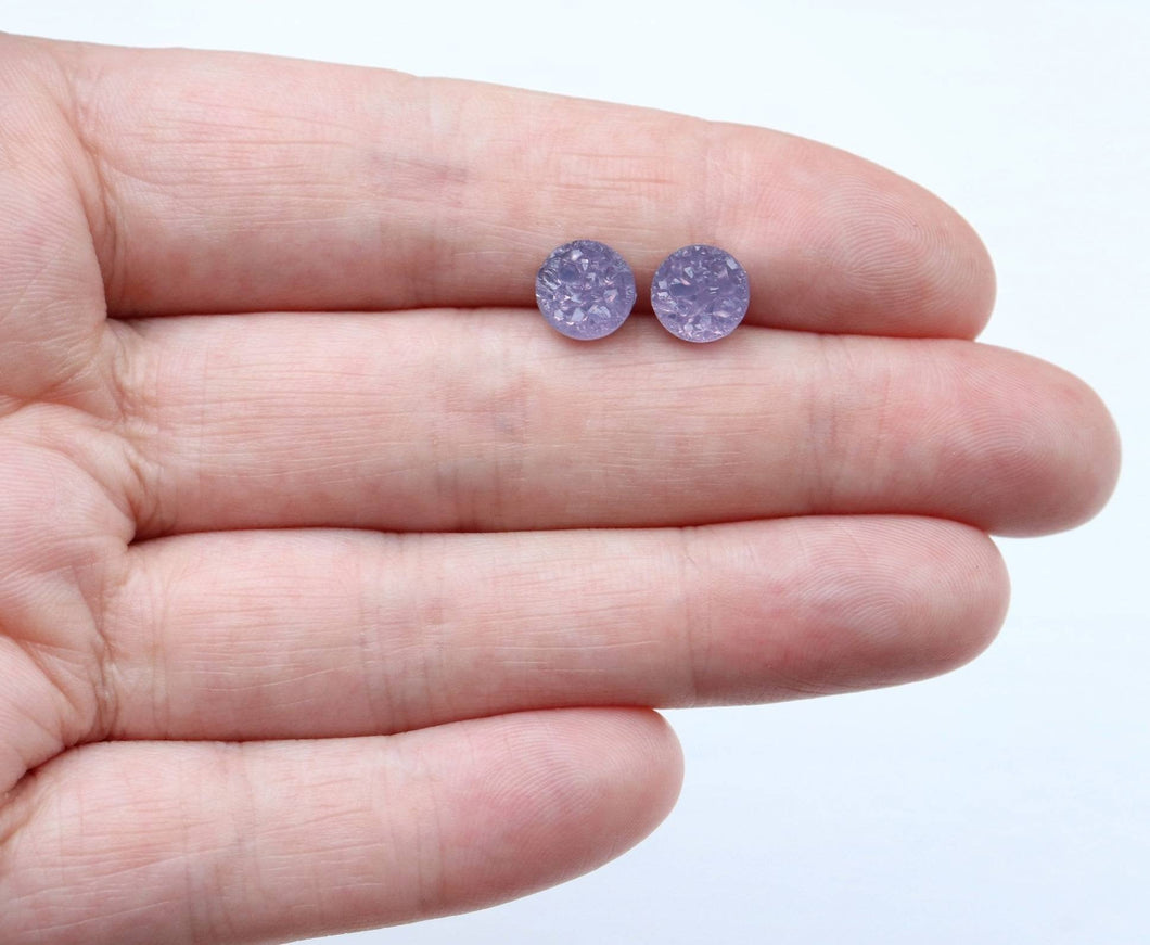 Muted Lavender Mini Faux Druzy Earrings