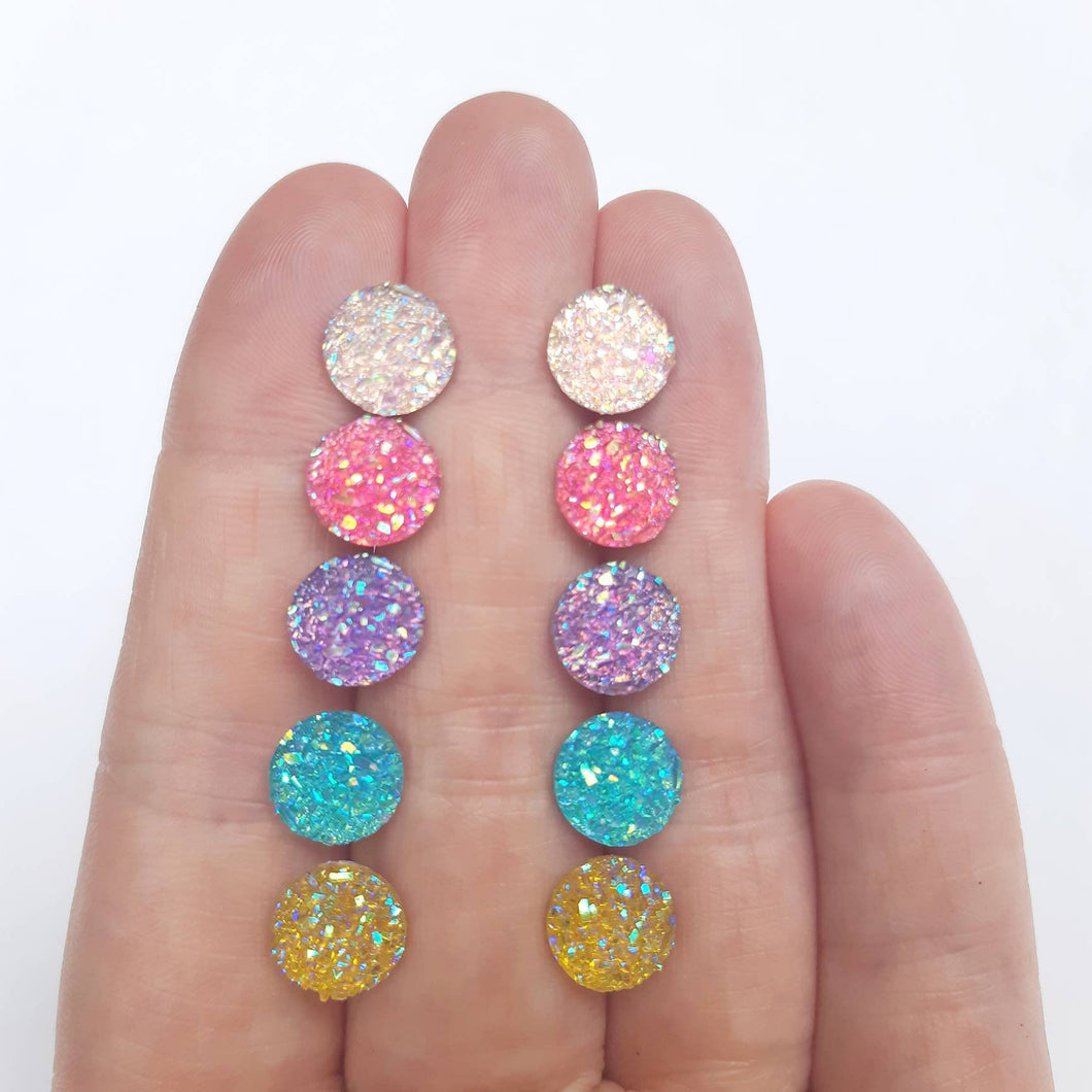 Flat Faux Druzy Earrings