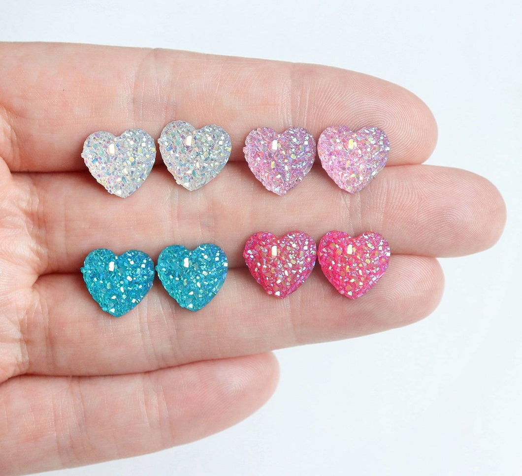 Faux Druzy Heart Earrings