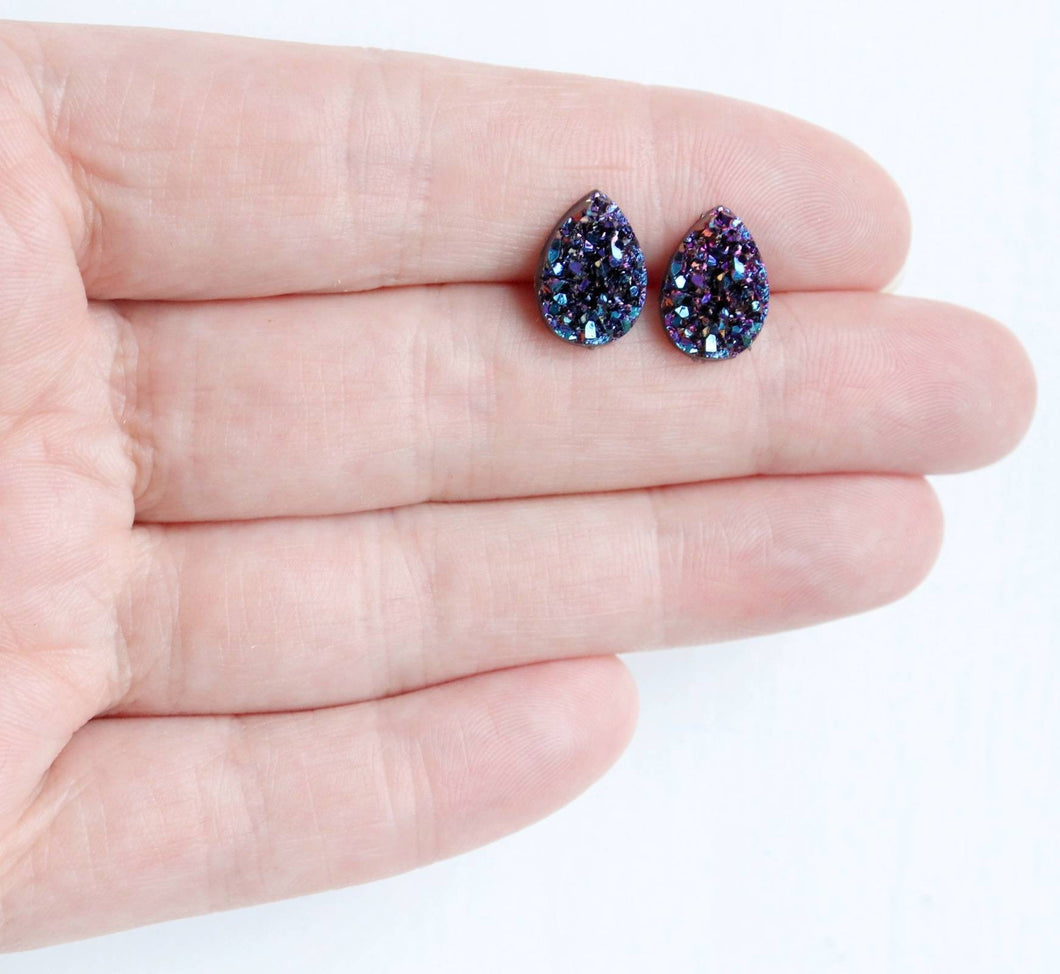 Multicoloured Teardrop Faux Druzy Earrings