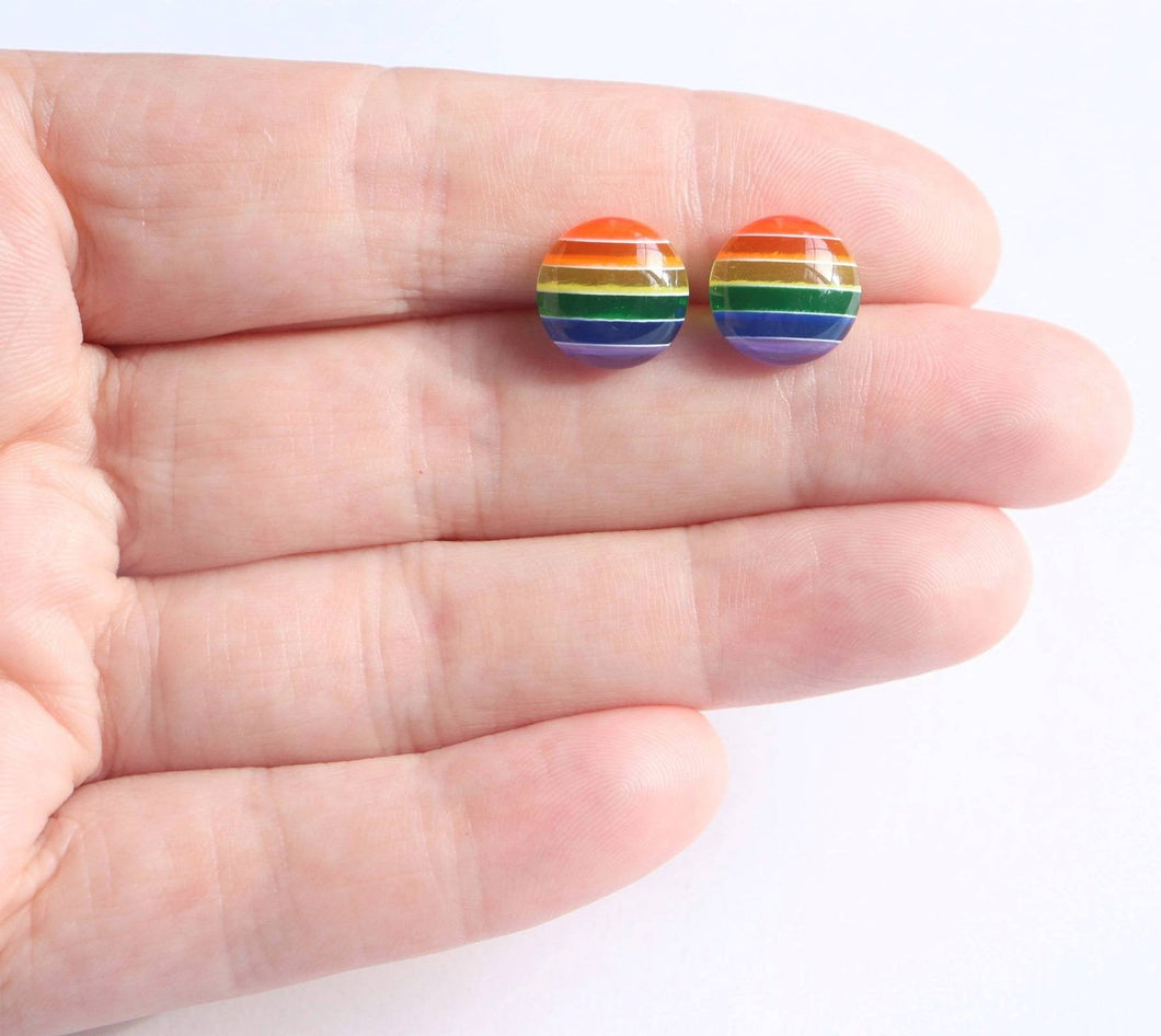 Large Rainbow Striped Earrings