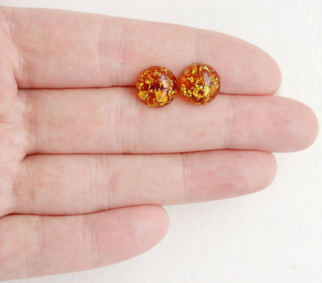 Pumpkin Gold Leaf Earrings/