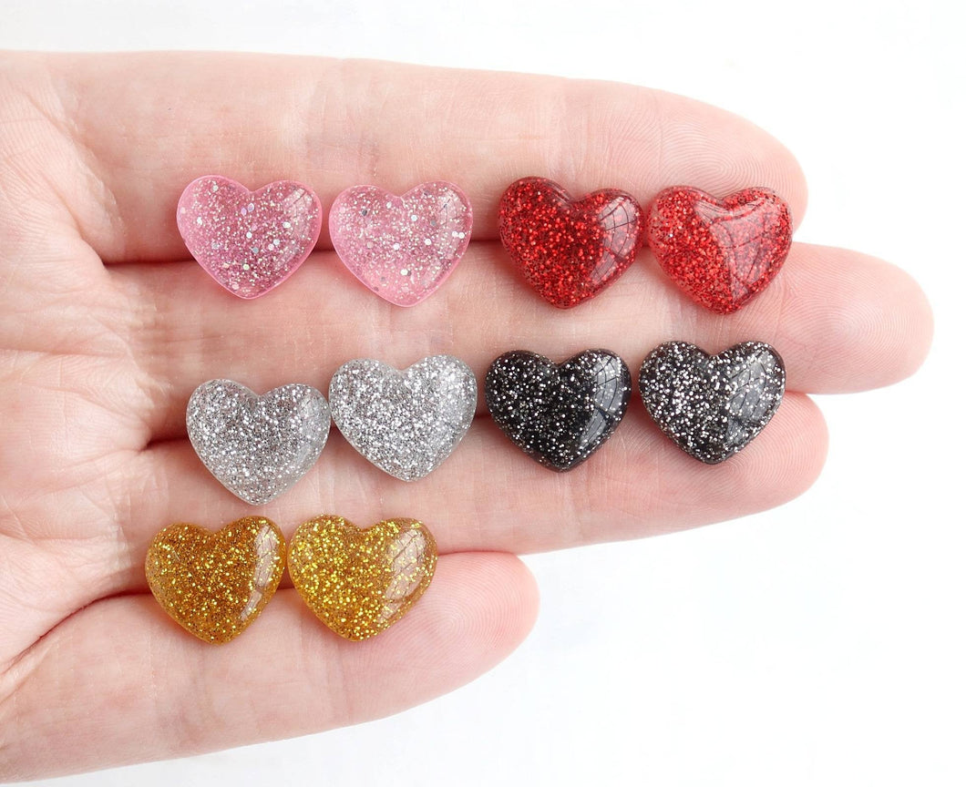 Glitter Heart Earrings