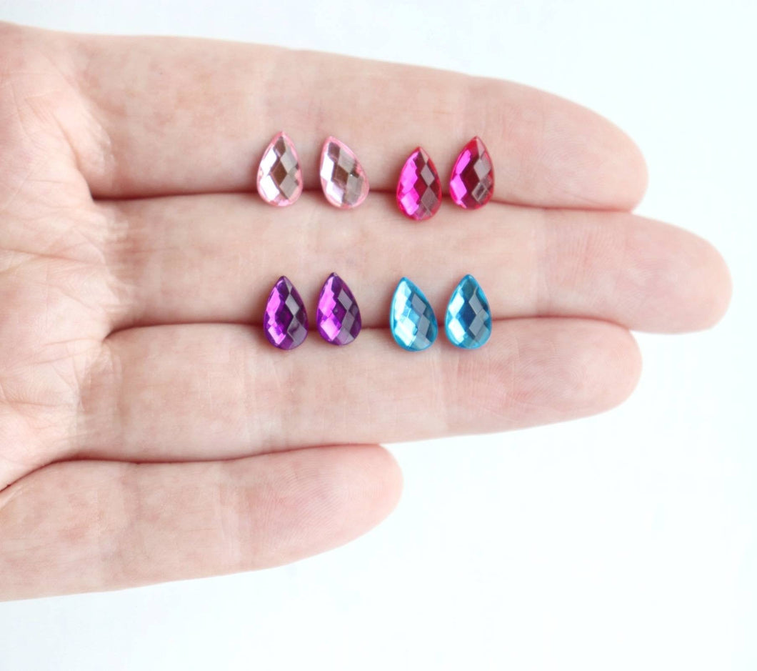 Mini Faceted Teardrop Earrings