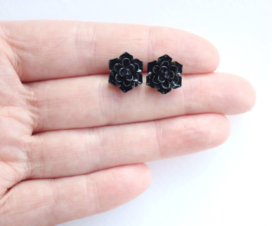 Black Succulent Earrings