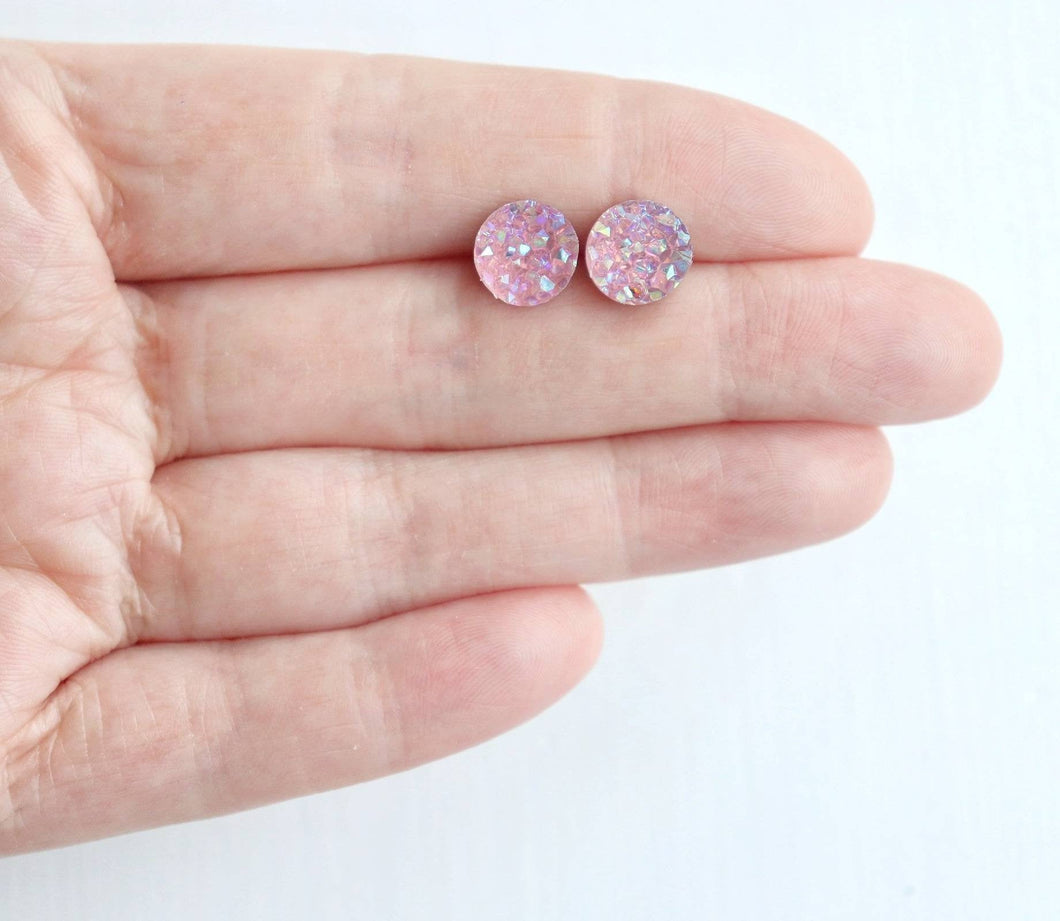 Pink Love Faux Druzy Earrings