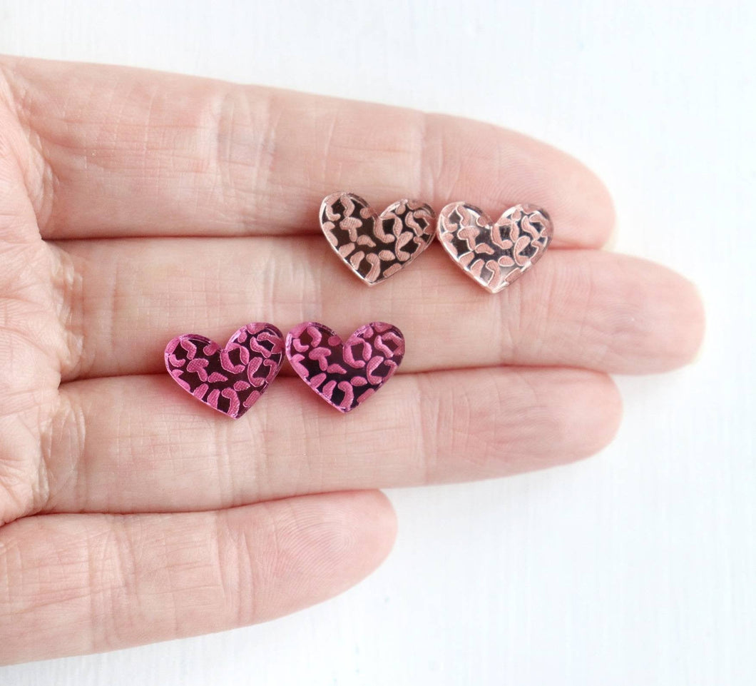 Leopard Print Heart Earrings