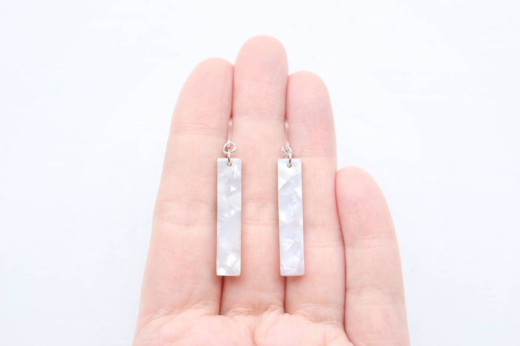 Pearl Acrylic Mini Bar Earrings