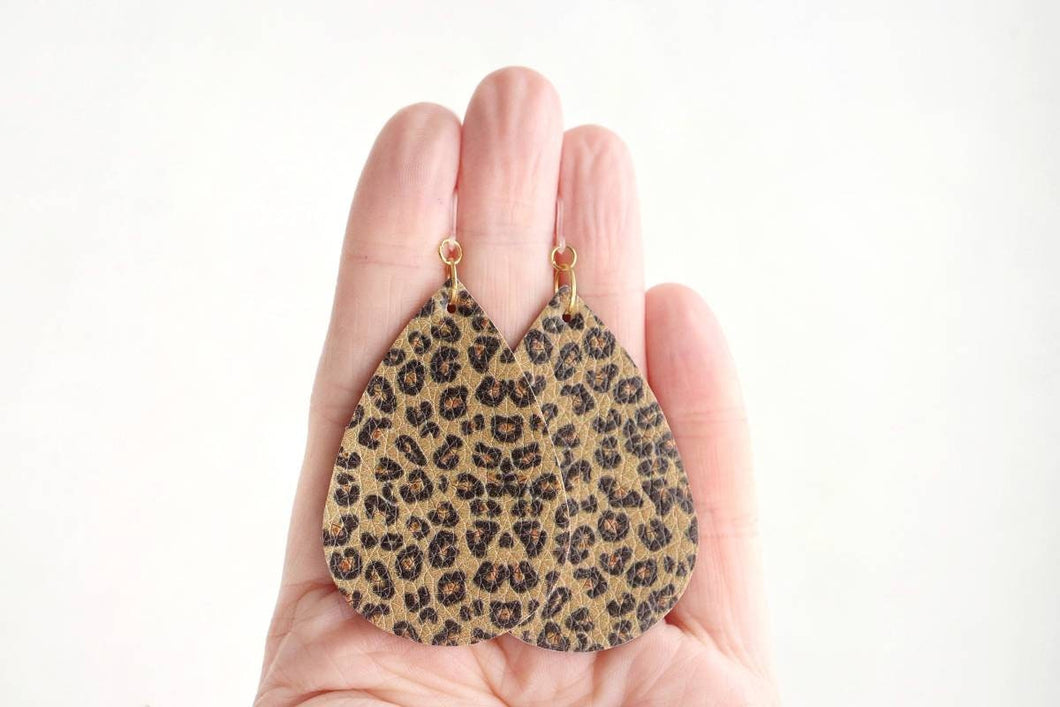 Leopard Print Faux Leather Earrings