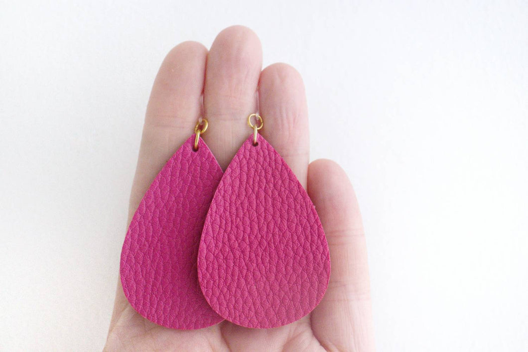 Pink Faux Leather Earrings