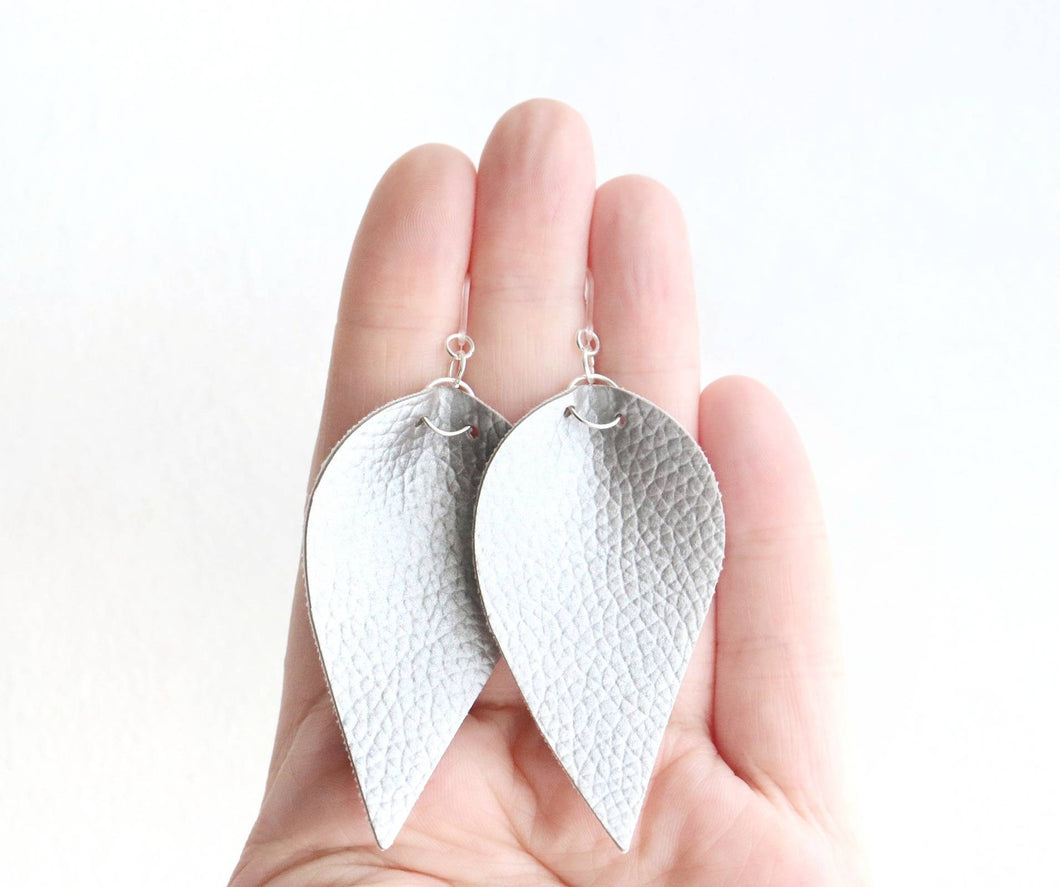 Silver Faux Leather Earrings