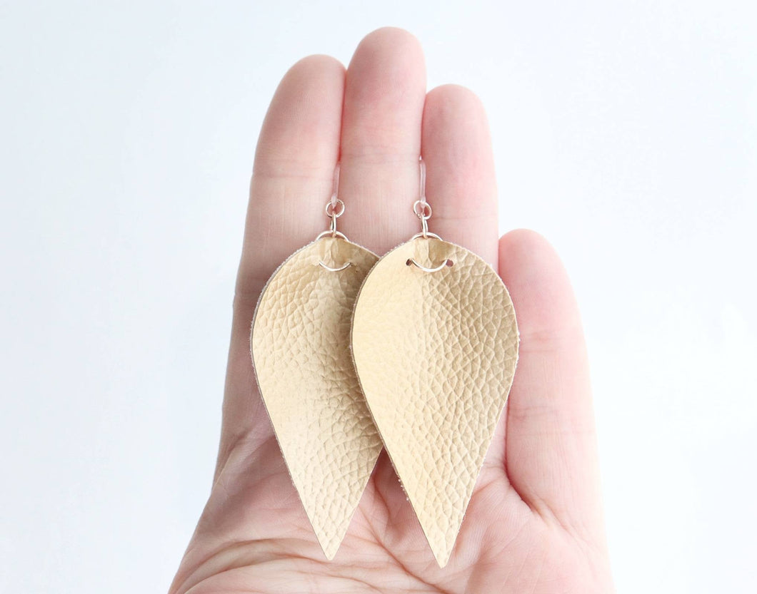 Gold Faux Leather Earrings