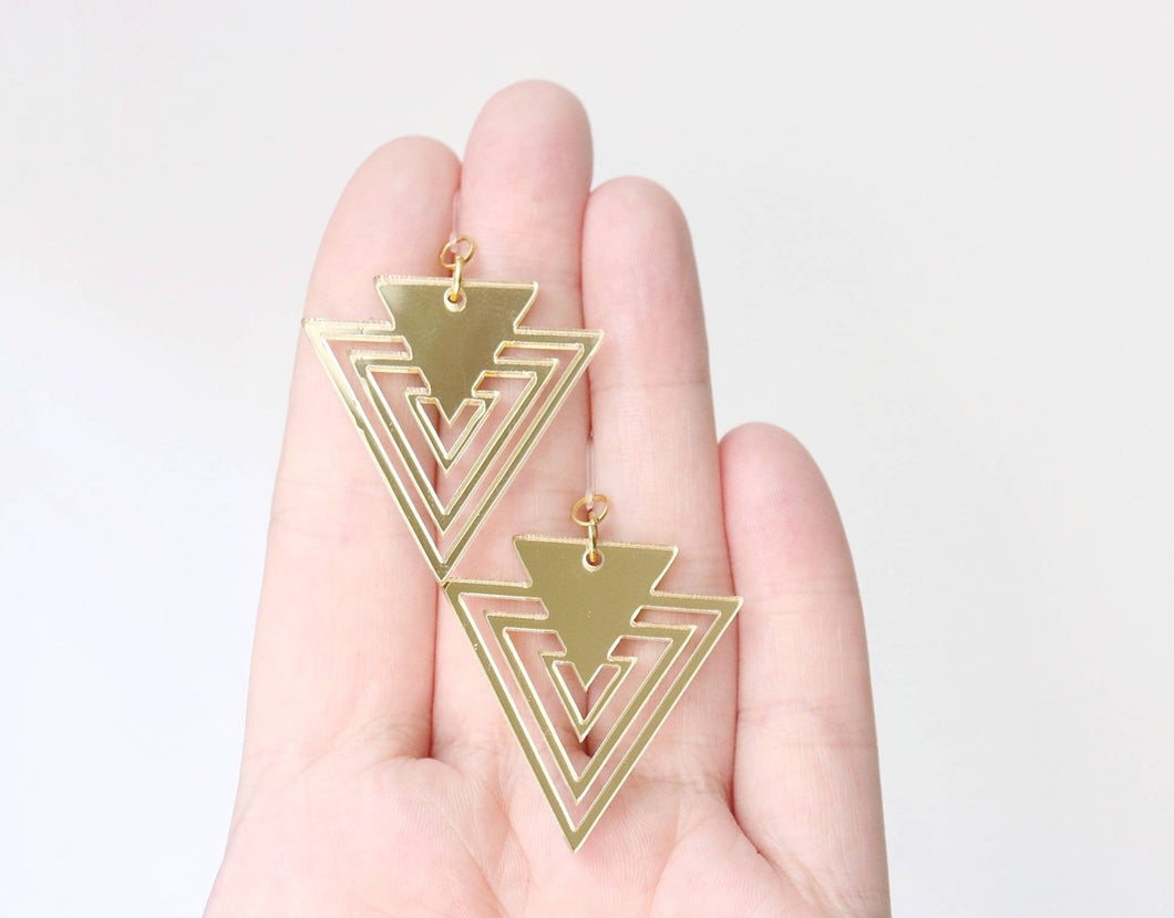 Mirrored Gold Geometric Acrylic Earrings