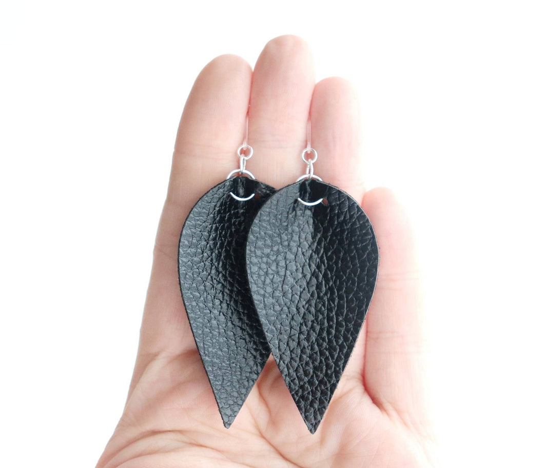 Black Faux Leather Earrings