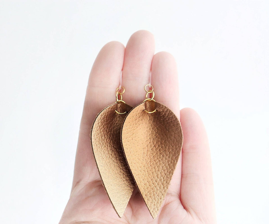 Copper Faux Leather Earrings