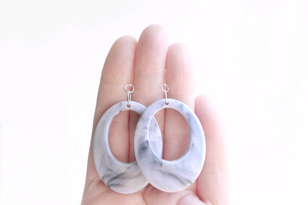 Marbled Acrylic Oval Earrings