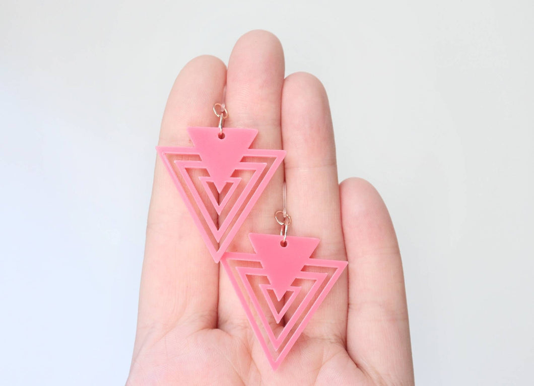 Pink Geometric Acrylic Earrings