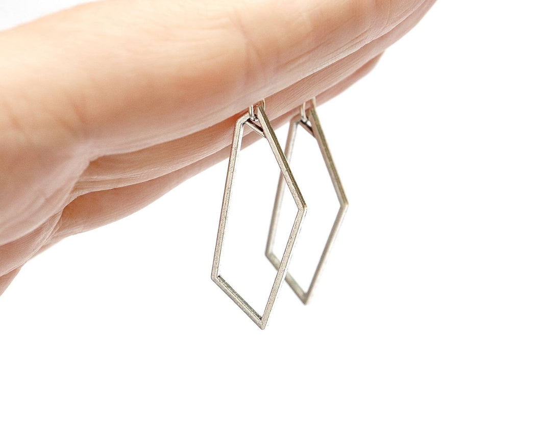 Silver Geometric Metal Charm Earrings
