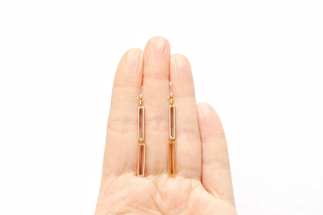 Gold Metal Double Charm Earrings