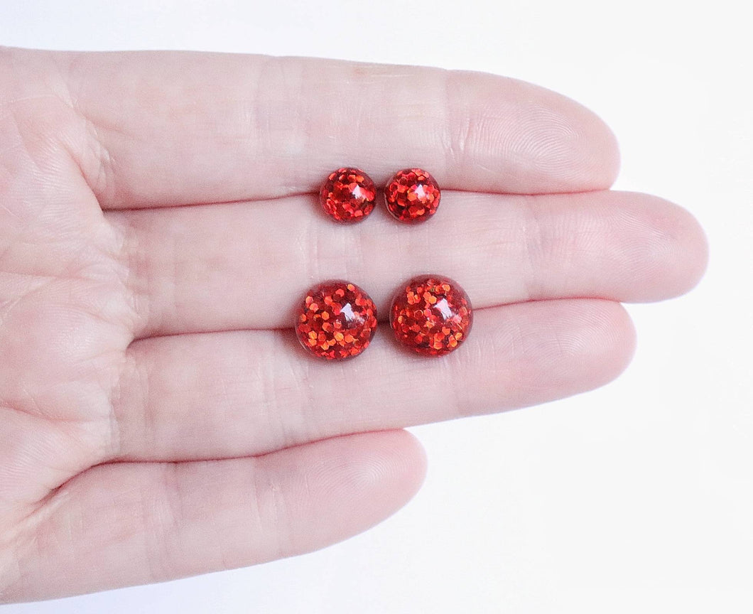 Red Glitter Filled Earrings