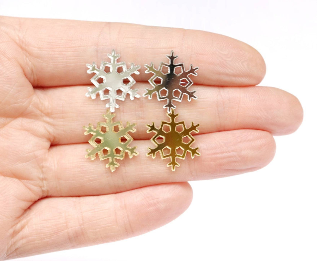 Large Mirrored Acrylic Snowflake Earrings