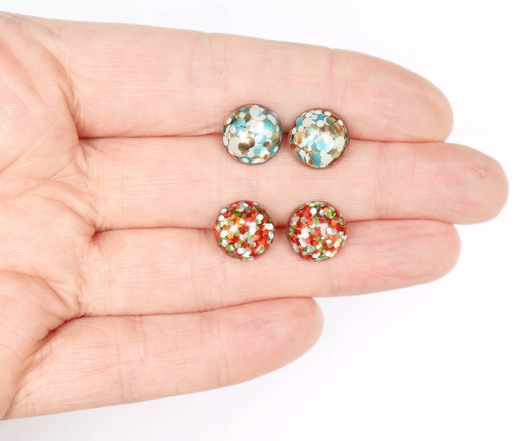 Holiday Glitter Filled Earrings