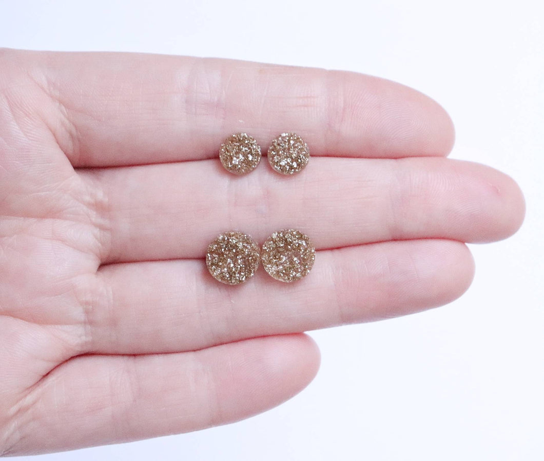 Sparkly Gold Faux Druzy Earrings