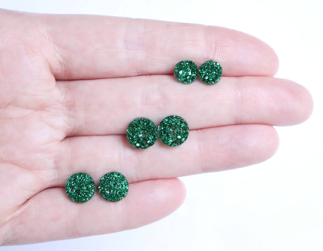 Sparkly Green Faux Druzy Earrings