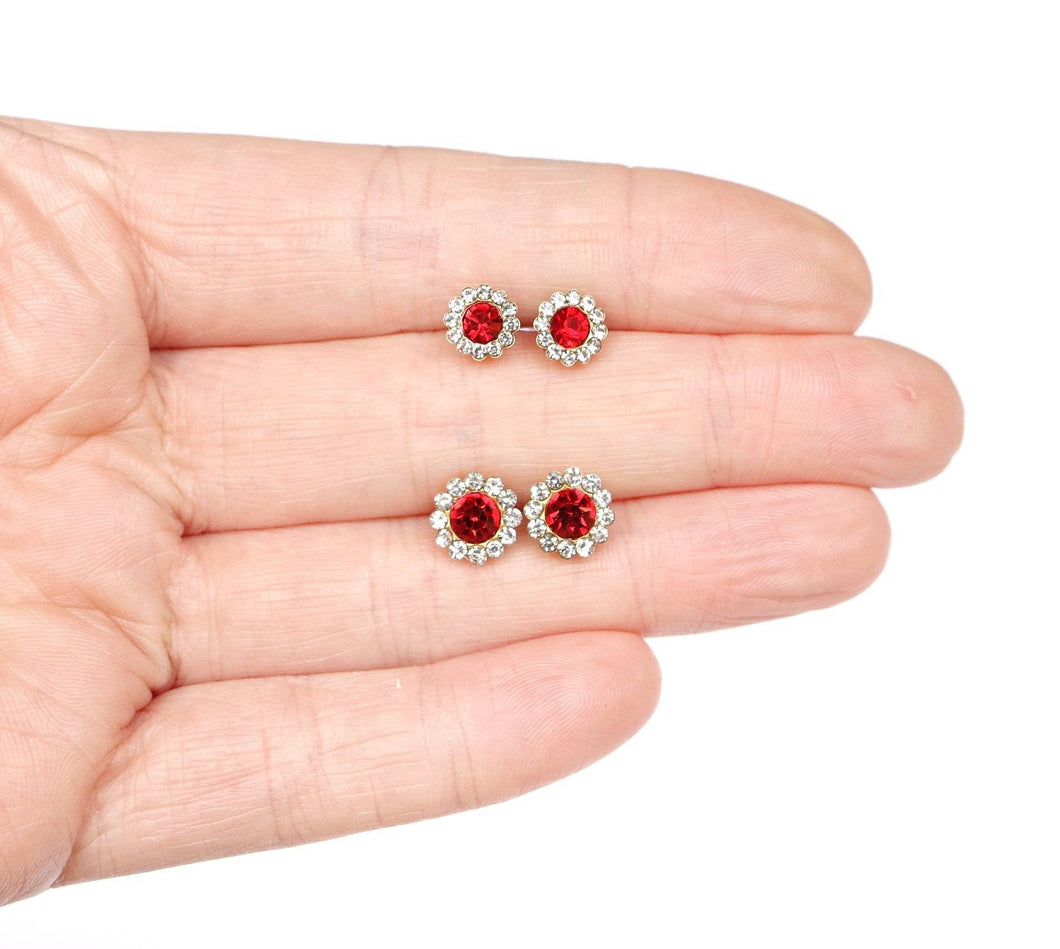 Holiday Rhinestone Flower Earrings